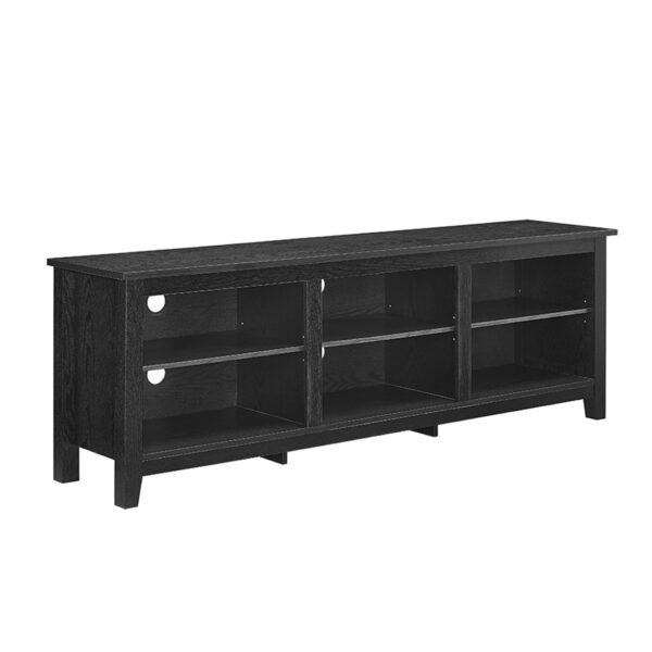 Modern Transitional 3 Shelf Open Storage 70" TV Stand For 80" TVs - Black