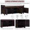 Storage Bench With 3 Shutter-Shaped Doors, Shoe Bench With Removable Cushion And Hidden Storage Space - Espresso - Image 5