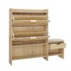 Shoe Storage Cabinet Rattan Shoe Storage Organizer With 2 Flip Drawers, A Storage Drawer And A Bench For Entryway, And Hallway - Light Brown - Image 17