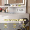 Elegant Makeup Vanity With Led Lights & Power Outlet - White - Image 7