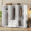 6 Doors Wardrobe Storage For Bedroom With Big Drawers - White - Image 7