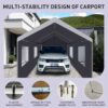 Carport, 10x20 Heavy Duty Portable Carport Garage Tent For Outdoor Storage Shelter - Gray - Image 4