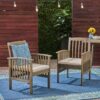 Casa - Acacia Dining Chair Set With Cushions, 2 Pieces - Gray / Cream - Image 4