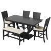 Topmax - 6 Piece Wood Half Round Dining Table Set Kitchen Table Set With Long Bench And 4 Dining Chairs, Modern Style - Gray - Image 8