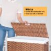 Laundry Hamper With Lid PE Rattan Powder Coating Frame Clothes Hampers With 2 Removable Bags, Wheels, 160L - Brown - Image 7