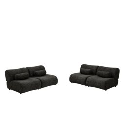 Modern Oversized Modular Sofa Set Chenille Fabric Living Room Sofa With Cylindrical Pillows, Freely Arrangeable - Black