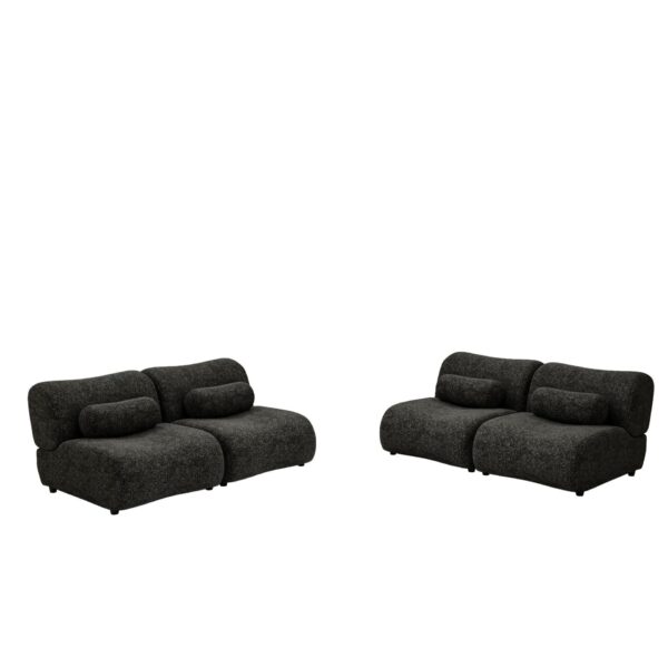 Modern Oversized Modular Sofa Set Chenille Fabric Living Room Sofa With Cylindrical Pillows, Freely Arrangeable - Black