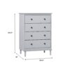 Classic 4 Drawer Solid Wood Dresser - Gray - Image 9