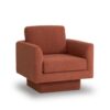 360° Modern Swivel Accent Chair Round Armchair, Thick Padded Single Lounge Sofa Upholstered Comfy - Brick Red - Image 5