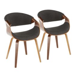 Curvo - Mid-Century Modern Chair (Set of 2) - Walnut / Charcoal