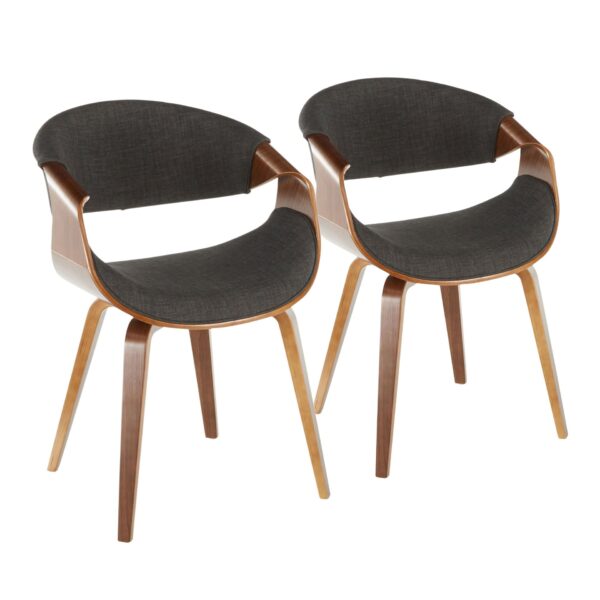 Curvo - Mid-Century Modern Chair (Set of 2) - Walnut / Charcoal