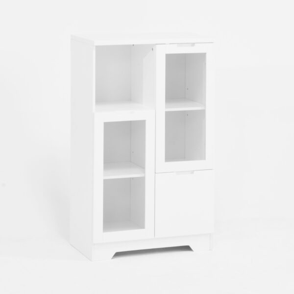 Modern Painted Cabinet With Glass Doors And Drawer - White