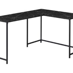Computer Desk, Home Office, Corner, L Shape, Laptop, Marble Look Contemporary & Modern - Black
