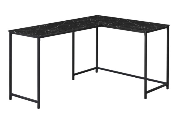 Computer Desk, Home Office, Corner, L Shape, Laptop, Marble Look Contemporary & Modern - Black