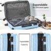 Expanable Spinner Wheel 2 Piece Luggage Set ABS Lightweight Suitcase With Tsa Lock 20" / 28" - Light Blue - Image 3