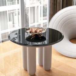 24" Round Tempered Glass Table Top Glass 1 / 2" Thick Beveled Polished Edge - Black