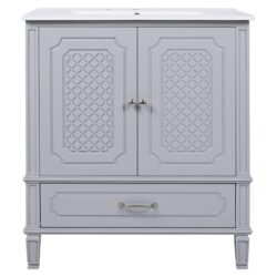 Vintage Style 30" Bathroom Vanity With Sink, Multi Functional Storage, Soft Closing Door - Gray