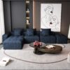 Modern Oversized Modular Sectional Sofa, Sparkling Chenille Fabric Soft Cushion Sofa With 6 Pillows, 6 Pieces Diy Combination Tufted Sofa, No Assembly Required - Blue - Image 13