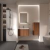 Striped Walnut Bathroom Floating Side Cabinet, Wall-Mounted Storage Cabinet For Small Spaces - Walnut - Image 5