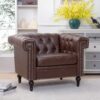 1 Seater Aesthetic Sofa For Living Room - Brown - Image 2