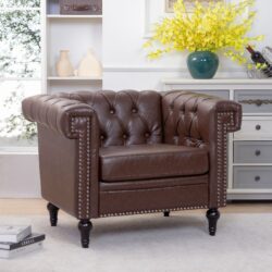 1 Seater Aesthetic Sofa For Living Room - Brown