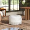 Yolanda - Round Upholstered Accent Ottoman - Almond White - Image 4