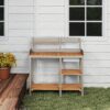 Outdoor Potting - Bench, Workstation Table With Cabinet For Backyard Garden Supplies - Gray / Brown - Image 4