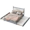 Queen Size Storage Platform Bed With 2 Big Drawers Twin Size Trundle - Gray - Image 3