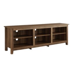 Modern Transitional 3 Shelf Open Storage 70" TV Stand For 80" TVs - Rustic Oak