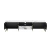 Modern TV Stand With 2 Cabinets & Open Compartments, Entertainment Center For Tvs Up To 80'', Television Console For Living Room - White / Black - Image 13