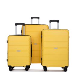 Hardshell Suitcase Spinner Wheels Pp Luggage Sets Lightweight Durable Suitcase With Tsa Lock, 3 Piece Set (20/24/28) - Yellow