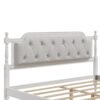 Traditional Style Solid Bed Frame With Upholstered Tufted Headboard, No Box Spring Needed, Queen Size - Antique White - Image 5