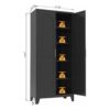 2 Shapely Doors Cabinet, Metal Storage Cabinet With Doors And Adjustable Shelves, For Bedroom, Living Room, Kitchen - Black - Image 3