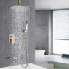 Elegant Shower System High Pressure Rainfall Shower Head With Handheld Spray Stainless Steel - Brushed Gold - Image 2