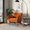 Brayden - Mid-Century Modern Velvet Armchair - Burnt Orange / Wood - Image 7
