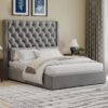 Tall Headboard Upholstered King Size Bed With Handmade Deep Button Tufted, Box Spring Needed, Velvet - Gray - Image 3