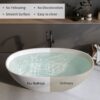 Solid Surface Matte Tub, Solid Surface Soaking Tub, Stone Resin Freestanding Bathtub, Thick Edge Stand Alone Tubs With Overflow, Pop-Up Drain (Oval) - Matte White - Image 5