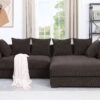 Naomi - 3 Piece Upholstered Sectional - Dark Brown - Image 8