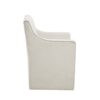 Traditional Skirted Dining Arm Chair With Casters Polyester Upholstery - Cream - Image 4