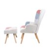 Accent Chair With Ottoman, Living Room Chair And Ottoman Set, Comfy Side Armchair For Bedroom, Creative Splicing Cloth Surface - Pink - Image 8