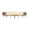 Premium Outdoor Sofa Set With Waterproof Cushions Sectional Seating Group With Acacia Wood And Wicker - Brown Mix / Beige - Image 11