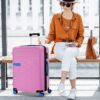 Hardshell Luggage Sets 3 Pieces Contrast Color Suitcase With Spinner Wheels And Tsa Lock 20" 24" 28" Available - Pink - Image 2