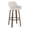 Daniella - Contemporary Fixed Height Barstool With Swivel And Round Footrest (Set of 2) - Walnut / Cream - Image 2