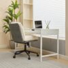 Oversize Seat Cirss Cross Chair With Wheels, Elegant Design Computer Chair, Adjustable Height 360 Degree Rolling Swivel Home Office Chair For Small Space, Dressing Room, Living Room - Dark Gray / White - Image 21