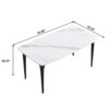 63" Modern Artificial Stone White Curved Black Metal Leg Dining Table, 6 People - White - Image 11