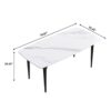 70.87" Modern Artificial Stone Curved Black Metal Leg Dining Table, Can Accommodate 6-8 People - White / Black - Image 12