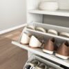 4 Layer Folding Shoe Cabinet With Metal Rounded Corners Convenient Shoe Storage - White - Image 15