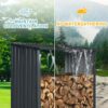 Outdoor Meta Firewood Rack, Open Wood Shed For Firewood, Pellet, Or Lumber Storage - Black - Image 5