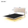 Queen Size Upholstered Bed With Sensor Light And Headboard, Floating Platform Bed - Beige - Image 12