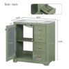 Bathroom Vanity With A Soft Close Glass Door, Adjustable Shelves, And Three Drawers - Green - Image 9
